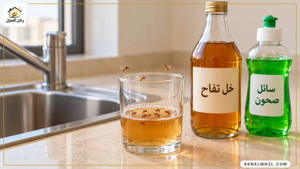 مصيدة ذباب الفاكهة بالخل والصابون